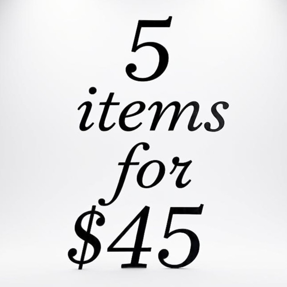 5 items for $45 Please read description